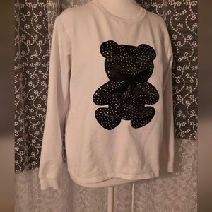 Women White Bear Graphic Long Sleeve Shirt
